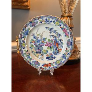 Antique Mason's Patent Ironstone China Plate 6 1/8" Bamboo and Basket